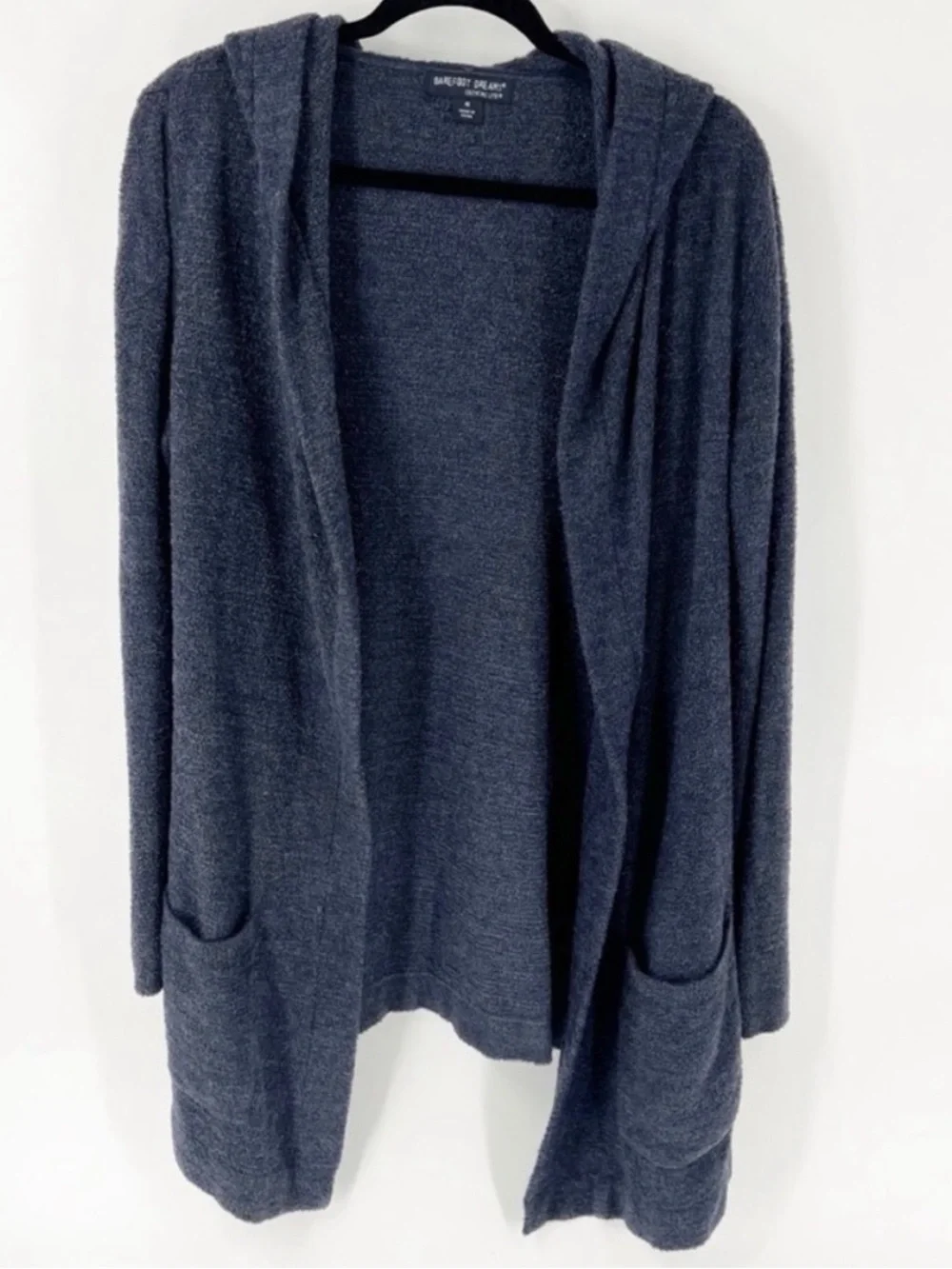 Barefoot Dreams Navy Open-Front Hooded Cardigan